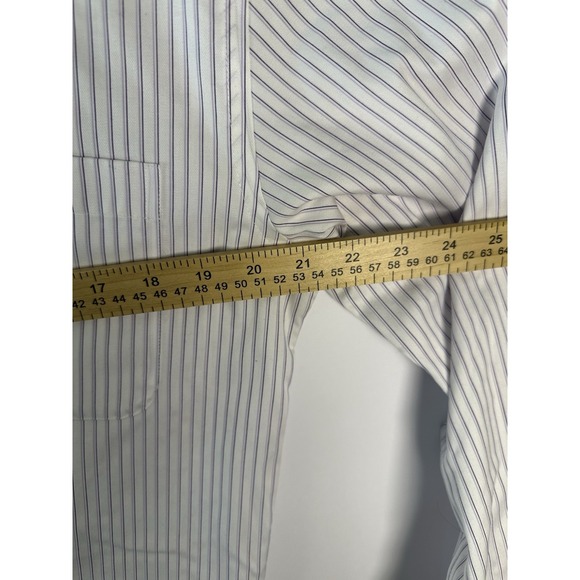 Pronto Uomo Mens White Purple Stripe Dress Shirt 16 34/35 Non Iron 100% Cotton - Picture 6 of 8